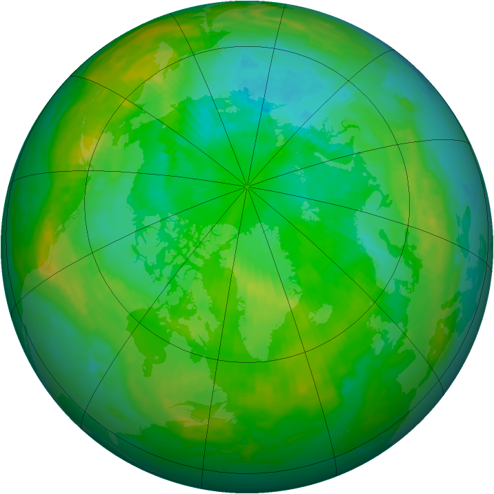 Arctic ozone map for 15 July 1986
